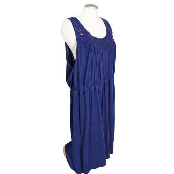Old Navy Plus 3X Dress Blue Crochet Neckline Pocket Drawstring Goodnight Nora - Picture 3 of 8